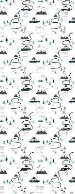 Fabric roller blind Forest and mountain path pattern