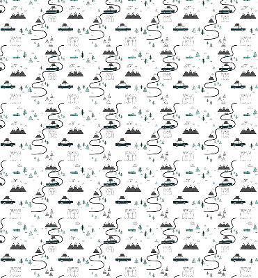 Fabric roller blind Forest and mountain path pattern