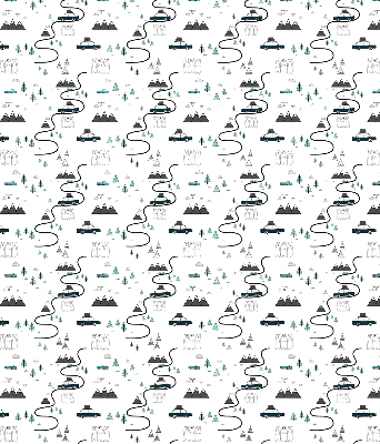 Fabric roller blind Forest and mountain path pattern