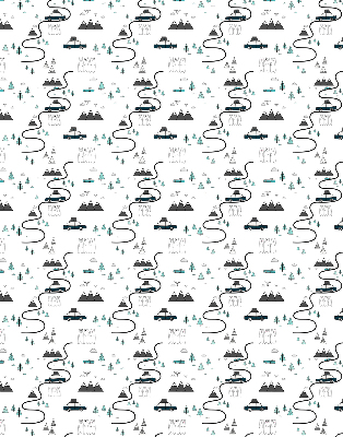 Fabric roller blind Forest and mountain path pattern