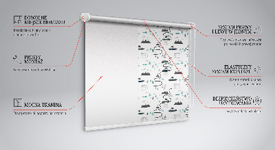 Fabric roller blind with forest and mountain path pattern