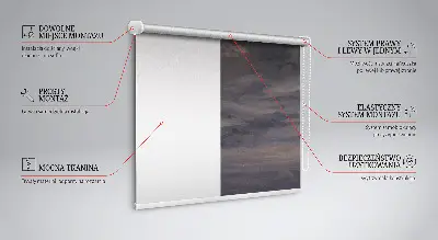 Fabric roller blind in a Painted Sky design