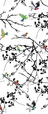 Fabric roller blind with a birds on the branches print