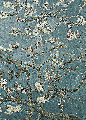 Modern roller blind Twigs on a blue background