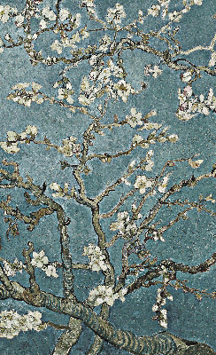 Modern roller blind Twigs on a blue background