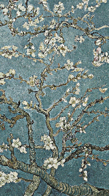 Modern roller blind Twigs on a blue background