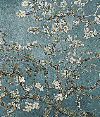 Modern roller blind Twigs on a blue background