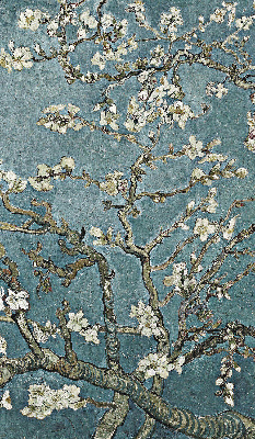 Modern roller blind Twigs on a blue background