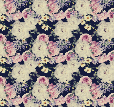 Roller blind for large window roses pattern