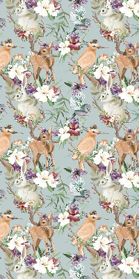 Modern roller blind Roe deer birds and rabbits