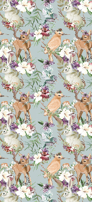 Modern roller blind Roe deer birds and rabbits