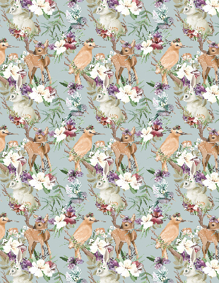 Modern roller blind Roe deer birds and rabbits