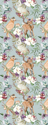 Modern roller blind Roe deer birds and rabbits