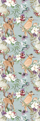 Modern roller blind Roe deer birds and rabbits