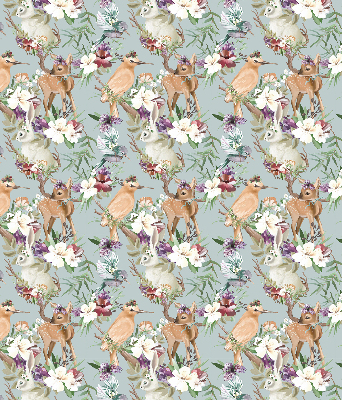 Modern roller blind Roe deer birds and rabbits