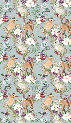 Modern roller blind Roe deer birds and rabbits