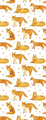 Fabric roller blind with a fox pattern