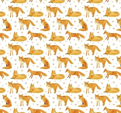 Fabric roller blind with a fox pattern