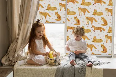 Fabric roller blind with a fox pattern