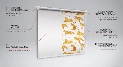 Fabric roller blind with a fox pattern