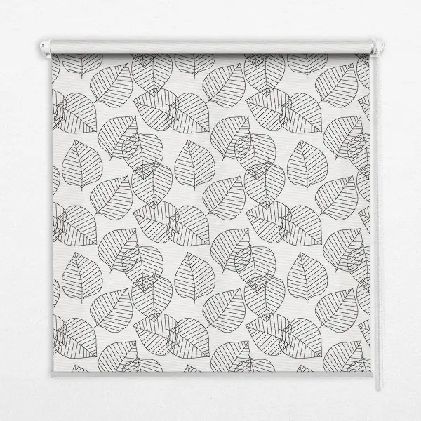 Roller blind for large windows drawn leaves pattern