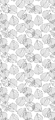 Roller blind for large windows drawn leaves pattern