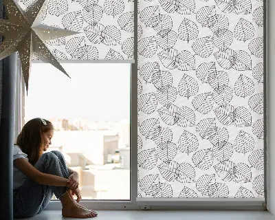 Roller blind for large windows drawn leaves pattern
