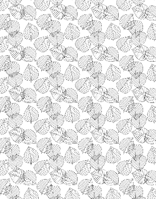 Roller blind for large windows drawn leaves pattern