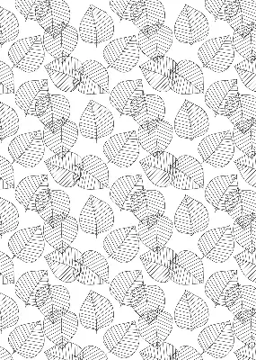 Roller blind for large windows drawn leaves pattern