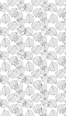 Roller blind for large windows drawn leaves pattern
