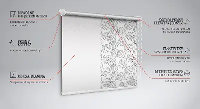 Roller blind for large windows drawn leaves pattern