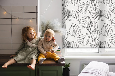 Roller blind for large window Drawn leaves