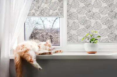 Roller blind for large windows drawn leaves pattern