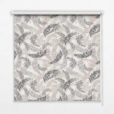 Fabric roller blind with plant leaves print
