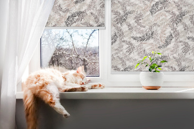 Fabric roller blind with plant leaves print