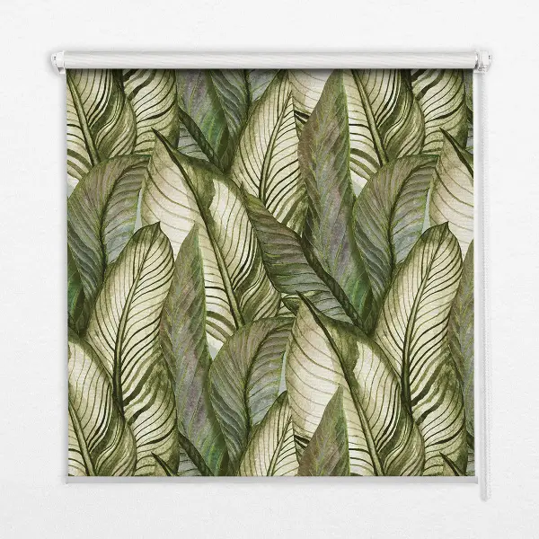 Modern roller blind with leaves pattern
