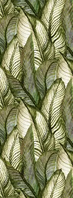 Modern roller blind with leaves pattern