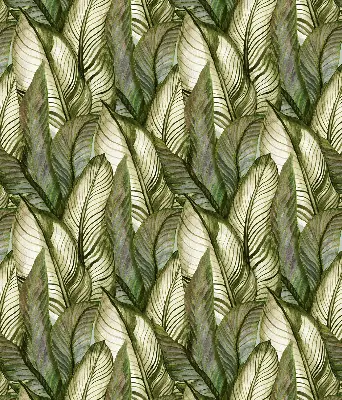 Modern roller blind with leaves pattern