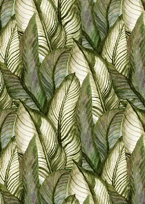 Modern roller blind with leaves pattern