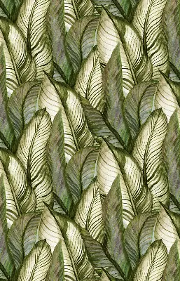 Modern roller blind with leaves pattern