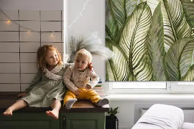 Modern roller blind with leaves pattern