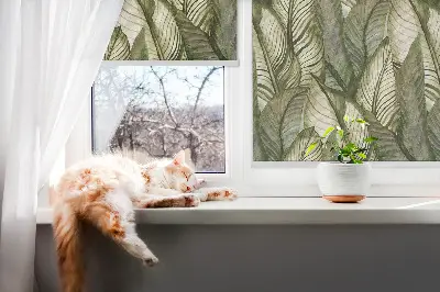 Modern roller blind with leaves pattern