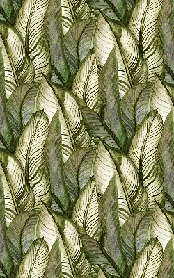 Modern roller blind with leaves pattern