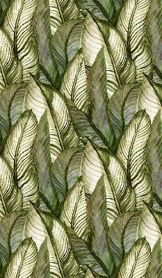 Modern roller blind with leaves pattern