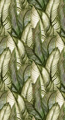 Modern roller blind with leaves pattern