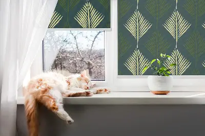 Modern roller blind with plants print