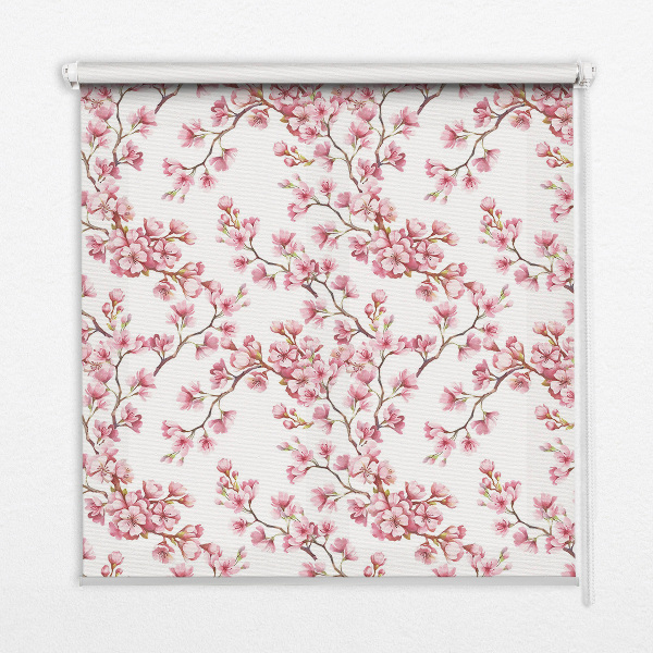 Fabric roller blind Pink petals of buds on the tree