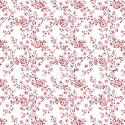 Fabric roller blind with pink tree bud petals