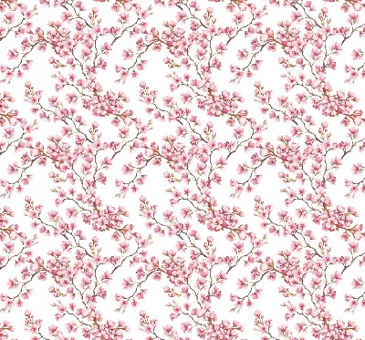 Fabric roller blind with pink tree bud petals