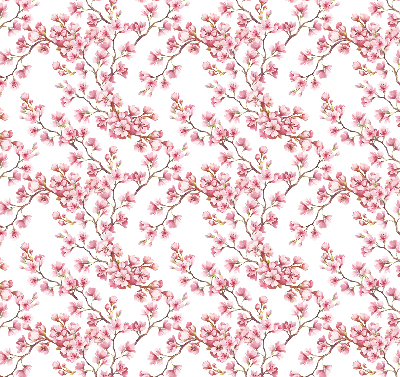 Fabric roller blind Pink petals of buds on the tree